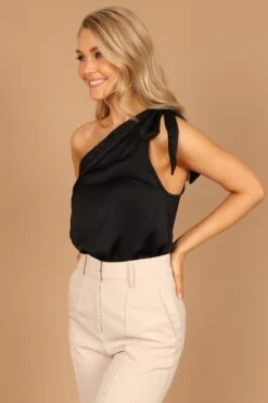 Maryanne One Shoulder Top - Black -Giordano Style petal and pup usa tops maryanne one shoulder top black 32557444694193