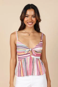 Matilda Peplum Top - Multi Stripe