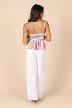 Matilda Peplum Top - Multi Stripe -Giordano Style petal and pup usa tops matilda peplum top multi stripe 32264714027185