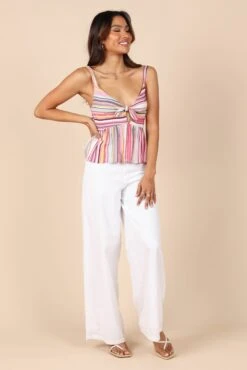 Matilda Peplum Top - Multi Stripe -Giordano Style petal and pup usa tops matilda peplum top multi stripe 32264714059953