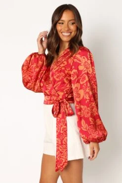 Miller Long Sleeve Top - Tomato -Giordano Style petal and pup usa tops miller long sleeve top tomato 33987169386673