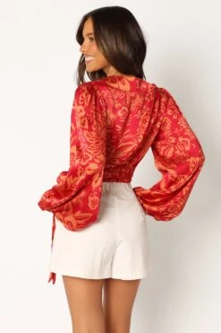 Miller Long Sleeve Top - Tomato -Giordano Style petal and pup usa tops miller long sleeve top tomato 33987169419441