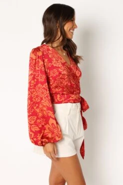 Miller Long Sleeve Top - Tomato -Giordano Style petal and pup usa tops miller long sleeve top tomato 33987169452209