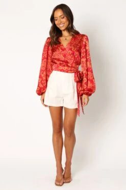 Miller Long Sleeve Top - Tomato -Giordano Style petal and pup usa tops miller long sleeve top tomato 33987169484977