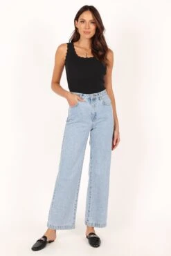 Monique Ribbed Tank Top - Black -Giordano Style petal and pup usa tops monique ribbed tank top black 33638613254321