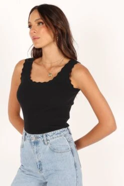 Monique Ribbed Tank Top - Black -Giordano Style petal and pup usa tops monique ribbed tank top black 33638613287089