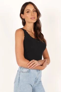 Monique Ribbed Tank Top - Black -Giordano Style petal and pup usa tops monique ribbed tank top black 33638613385393