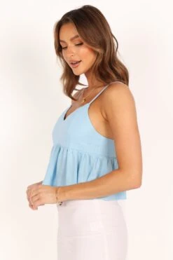 Morena Top - Blue -Giordano Style petal and pup usa tops morena top blue 33512794751153