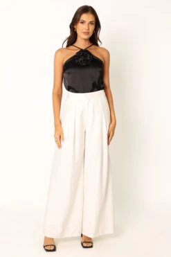 Pai Rosette Top - Black -Giordano Style petal and pup usa tops pai rosette top black 33987184165041