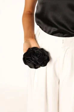 Pai Rosette Top - Black -Giordano Style petal and pup usa tops pai rosette top black 33987184263345