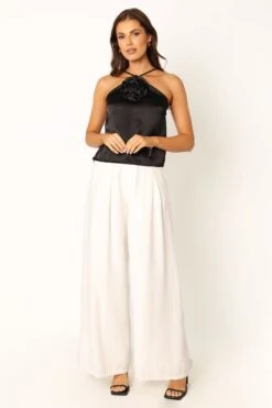 Pai Rosette Top - Black -Giordano Style petal and pup usa tops pai rosette top black 33987184328881