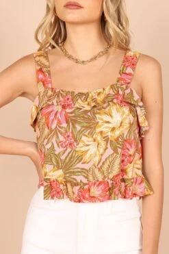 Pissaro Frill Cropped Top - Floral -Giordano Style petal and pup usa tops pissaro frill cropped top floral 32376316035249