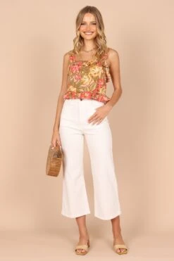 Pissaro Frill Cropped Top - Floral -Giordano Style petal and pup usa tops pissaro frill cropped top floral 32376316068017