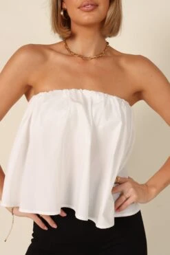 Veronica Strapless Top - Ivory -Giordano Style petal and pup usa tops veronica strapless top ivory 32213987590321