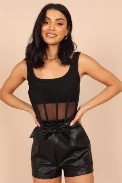 Zelda Mesh Corset Top - Black