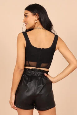 Zelda Mesh Corset Top - Black -Giordano Style petal and pup usa tops zelda mesh corset top black 32455807107249