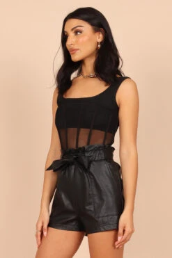 Zelda Mesh Corset Top - Black -Giordano Style petal and pup usa tops zelda mesh corset top black 32455807140017