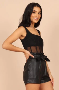 Zelda Mesh Corset Top - Black -Giordano Style petal and pup usa tops zelda mesh corset top black 32455807172785